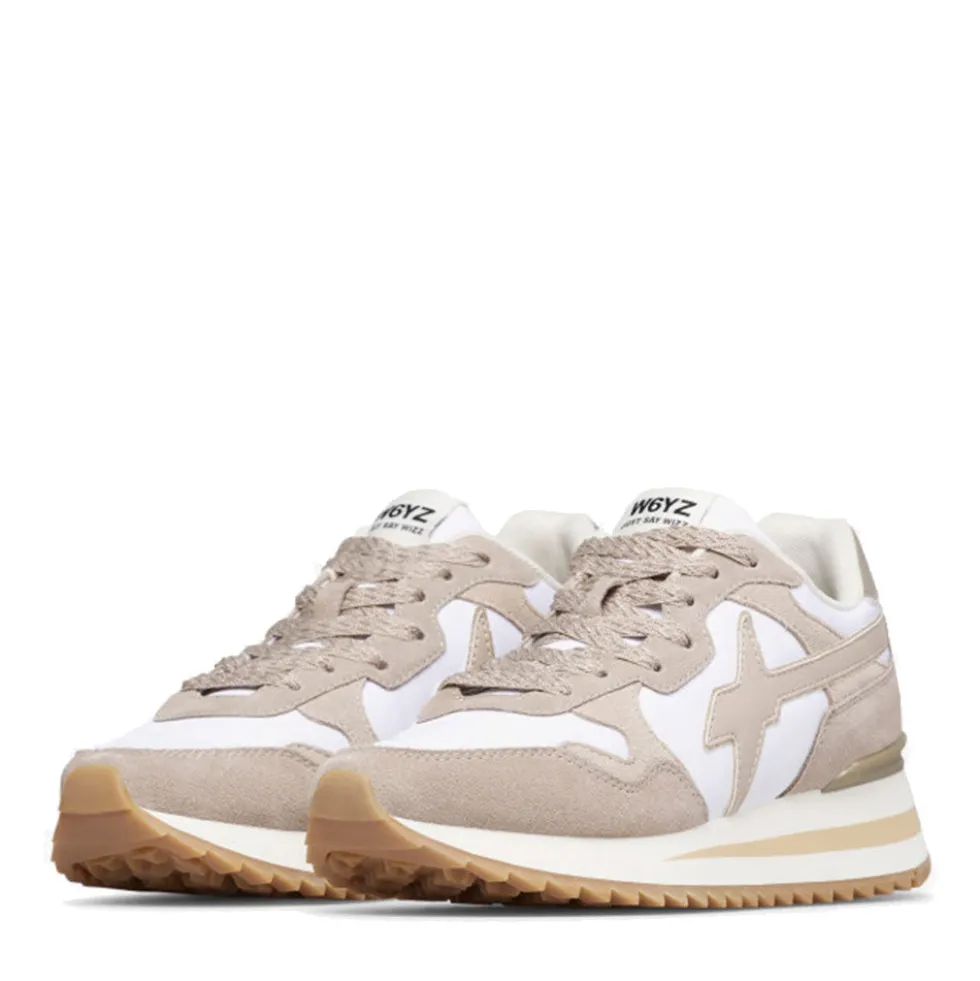 Sneakers Donna W6YZ Yak-W. in Tessuto Tecnico e Suede colore Taupe White Beige