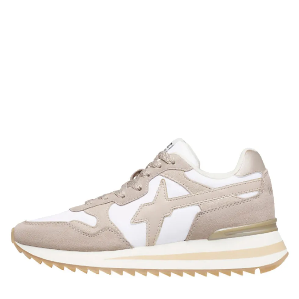 Sneakers Donna W6YZ Yak-W. in Tessuto Tecnico e Suede colore Taupe White Beige