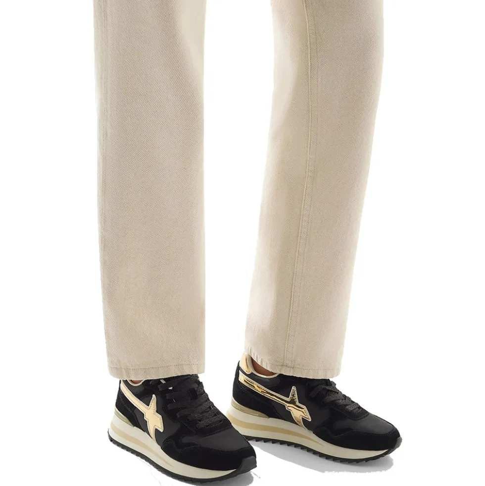 Sneakers Donna W6YZ Yak-W. in Tessuto Tecnico e Suede colore Black Platinum Bone