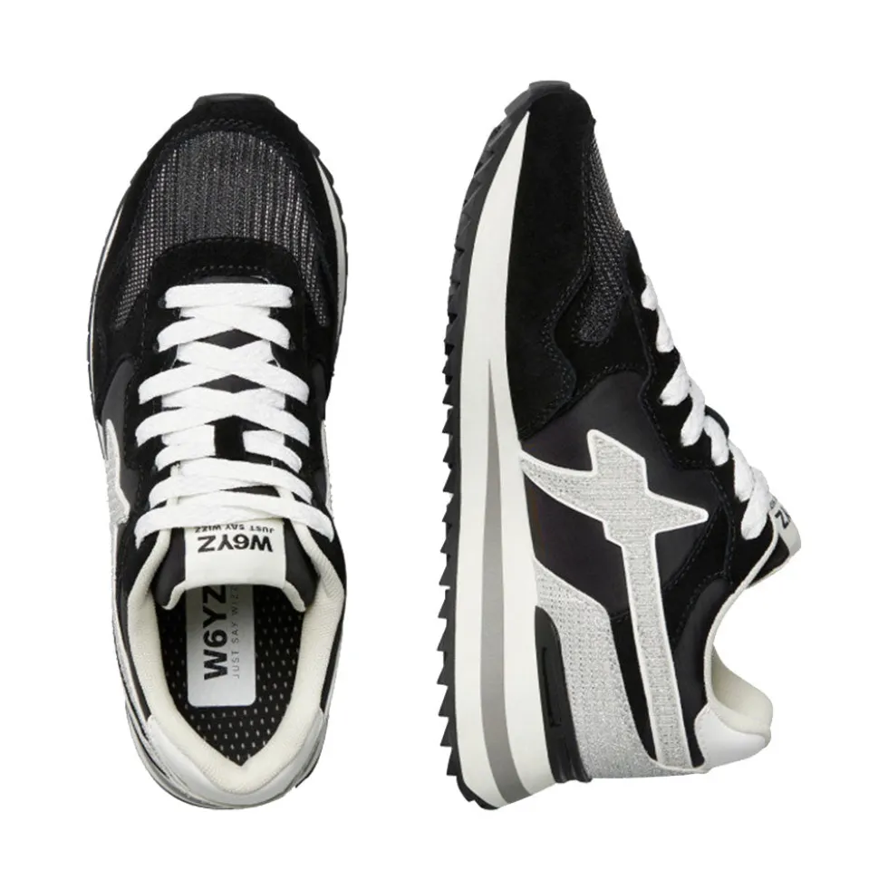 Sneakers Donna W6YZ Yak-W. in Tessuto Tecnico e Suede colore Black Black Silver