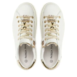Sneakers PATRIZIA PEPE Girl linea Fly Sneakers in Pelle Bianca con Applicazioni Gioiello