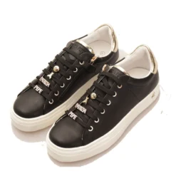 Sneakers PATRIZIA PEPE Girl linea Fly Sneakers in Pelle Nera con Applicazioni Gioiello