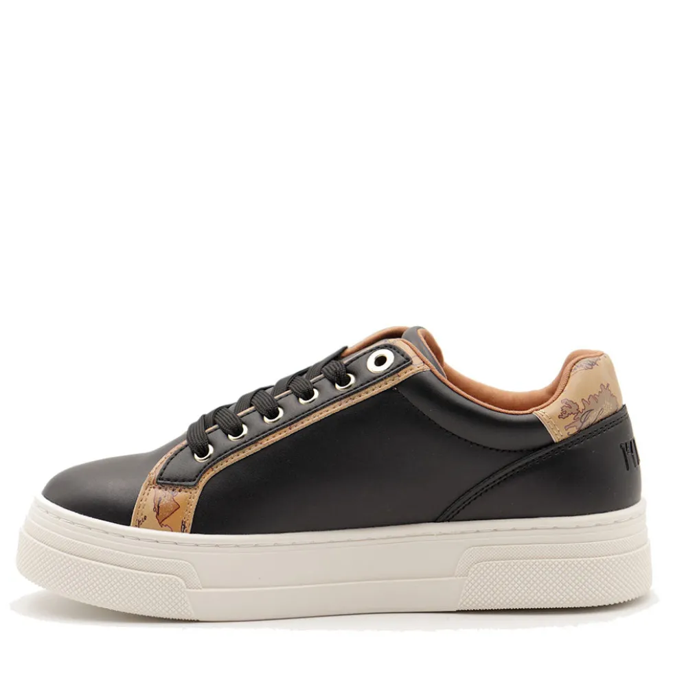 Sneakers Platform 1A Classe Alviero Martini in Eco Nappa Nera con Inserti Geo Beige 2279