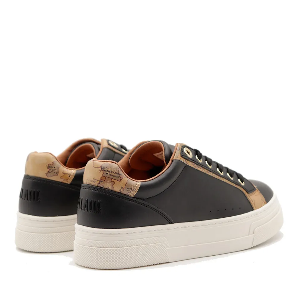 Sneakers Platform 1A Classe Alviero Martini in Eco Nappa Nera con Inserti Geo Beige 2279