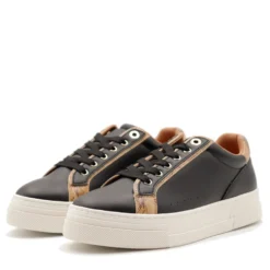 Sneakers Platform 1A Classe Alviero Martini in Eco Nappa Nera con Inserti Geo Beige 2279