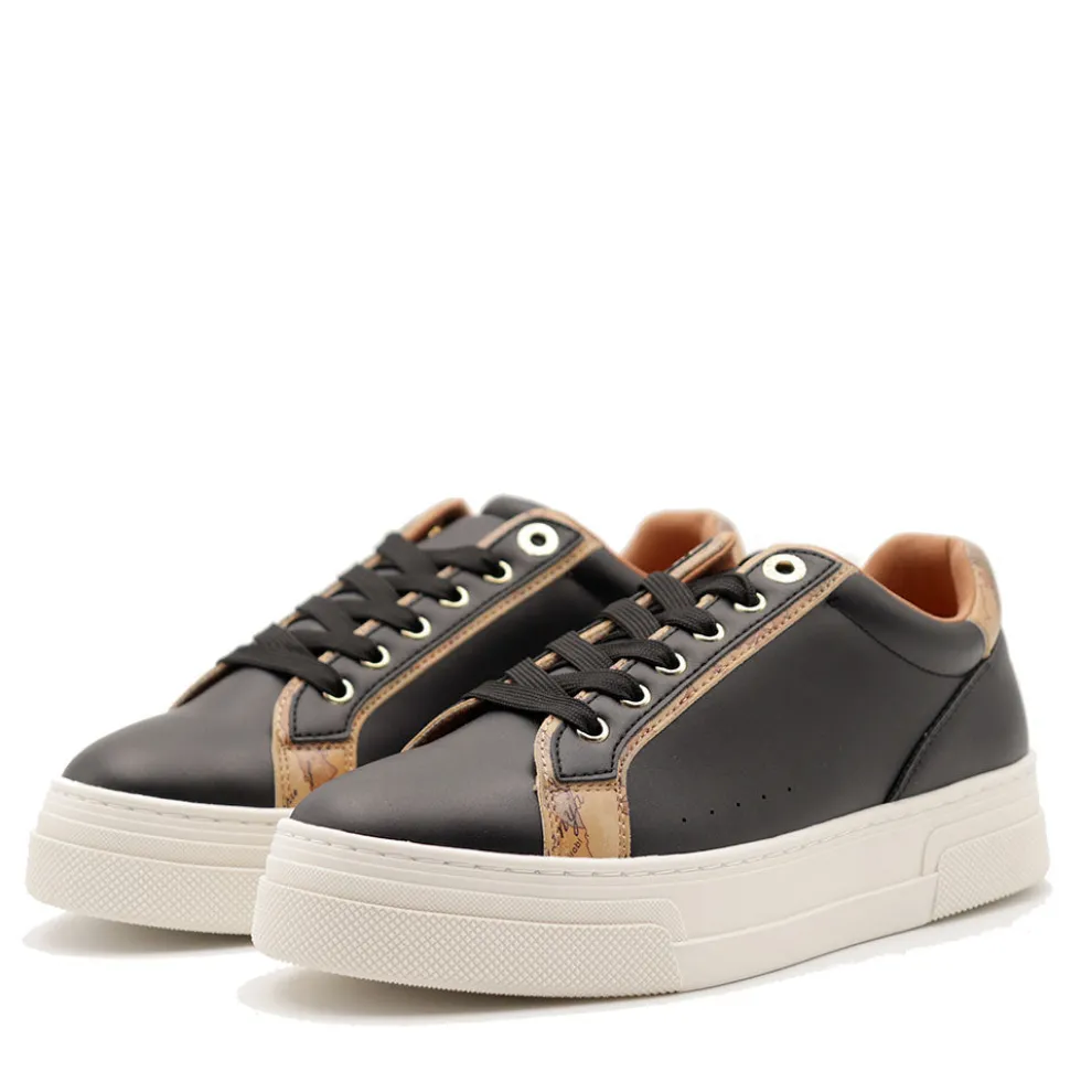 Sneakers Platform 1A Classe Alviero Martini in Eco Nappa Nera con Inserti Geo Beige 2279
