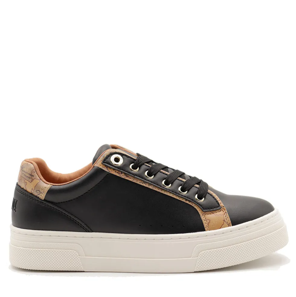 Sneakers Platform 1A Classe Alviero Martini in Eco Nappa Nera con Inserti Geo Beige 2279