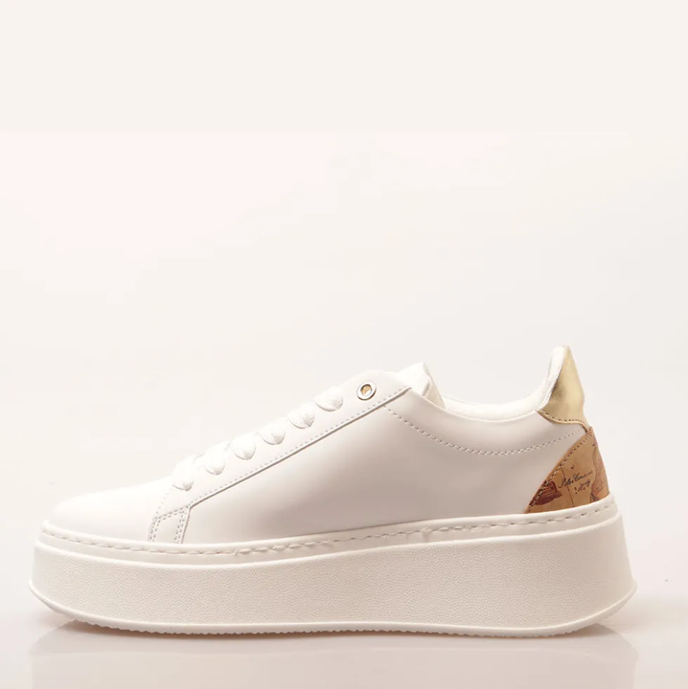 Sneakers Platform 1A Classe Alviero Martini linea Geo Mirage in Tessuto Gommato Bianco 1203