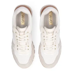 Sneakers Platform Donna LIU JO Amazing 38 in Suede e Mesh color Latte e Bianco