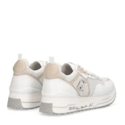 Sneakers Platform Donna LIU JO Maxi Wonder 01 in Pelle e Mesh Bianco con Paillettes