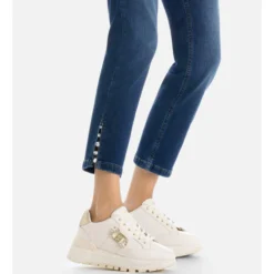 Sneakers Platform Donna LIU JO Amazing 25 in Pelle color Latte e Logo Gioiello
