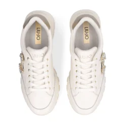 Sneakers Platform Donna LIU JO Amazing 25 in Pelle color Latte e Logo Gioiello
