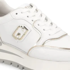 Sneakers Platform Donna LIU JO Amazing 25 in Pelle Bianca e Inserti Laminati Oro