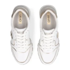 Sneakers Platform Donna LIU JO Amazing 25 in Pelle Bianca e Inserti Laminati Oro