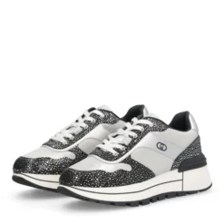 Sneakers Platform Donna LIU JO Amazing 38 in Pelle Stampata e Inserti Metallizzati Nero Silver