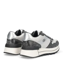 Sneakers Platform Donna LIU JO Amazing 38 in Pelle Stampata e Inserti Metallizzati Nero Silver