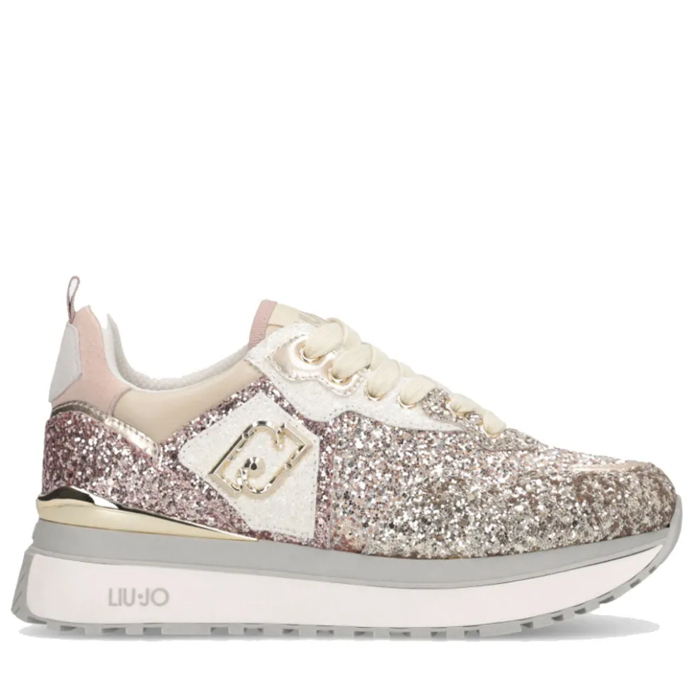 Sneakers Platform Donna LIU JO Maxi Wonder 01 Full Glitter Light Gold Copper
