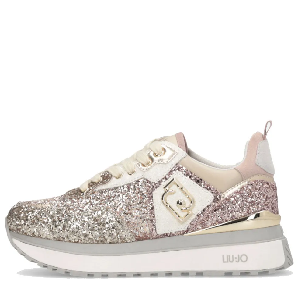 Sneakers Platform Donna LIU JO Maxi Wonder 01 Full Glitter Light Gold Copper