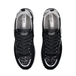 Sneakers Platform Donna LIU JO Maxi Wonder 01 in Suede e Paillettes Nero