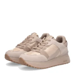 Sneakers Platform Donna LIU JO Maxi Wonder 91 in Suede Nylon e Vernice Beige