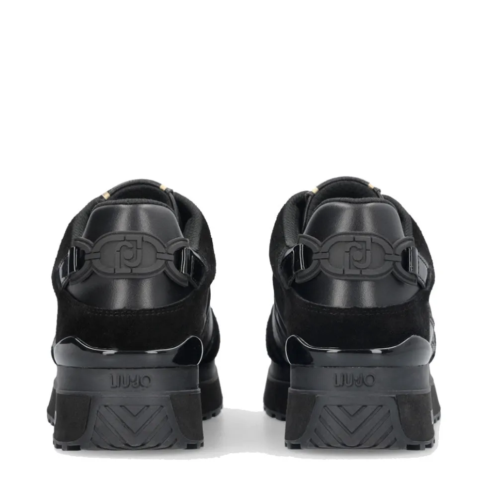 Sneakers Platform Donna LIU JO Maxi Wonder 91 in Suede Nylon e Vernice Nero