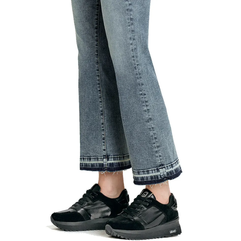 Sneakers Platform Donna LIU JO Maxi Wonder 91 in Suede Nylon e Vernice Nero