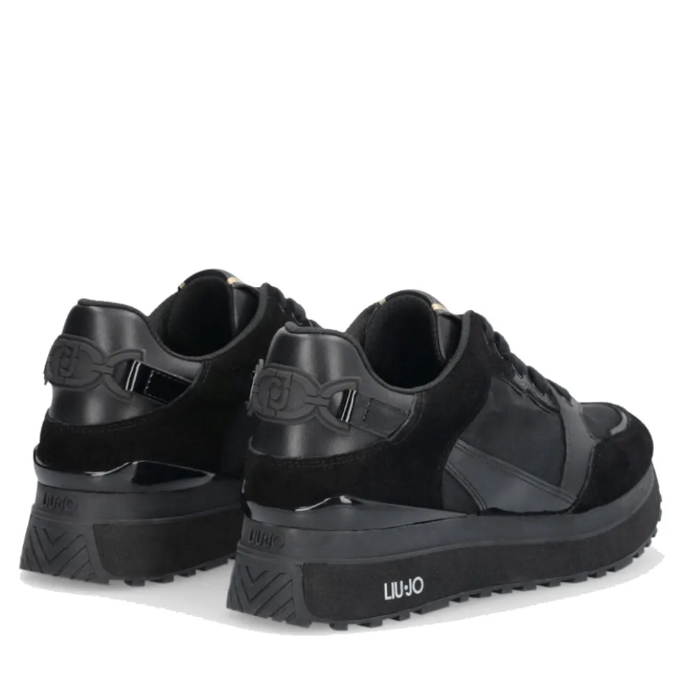 Sneakers Platform Donna LIU JO Maxi Wonder 91 in Suede Nylon e Vernice Nero
