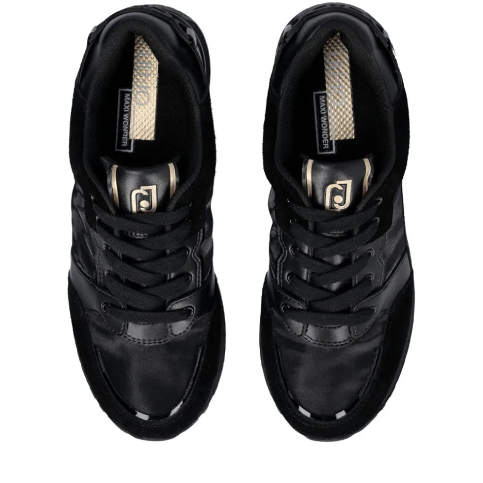Sneakers Platform Donna LIU JO Maxi Wonder 91 in Suede Nylon e Vernice Nero