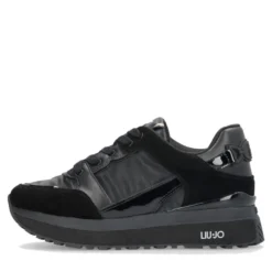Sneakers Platform Donna LIU JO Maxi Wonder 91 in Suede Nylon e Vernice Nero