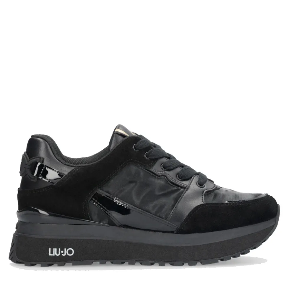 Sneakers Platform Donna LIU JO Maxi Wonder 91 in Suede Nylon e Vernice Nero