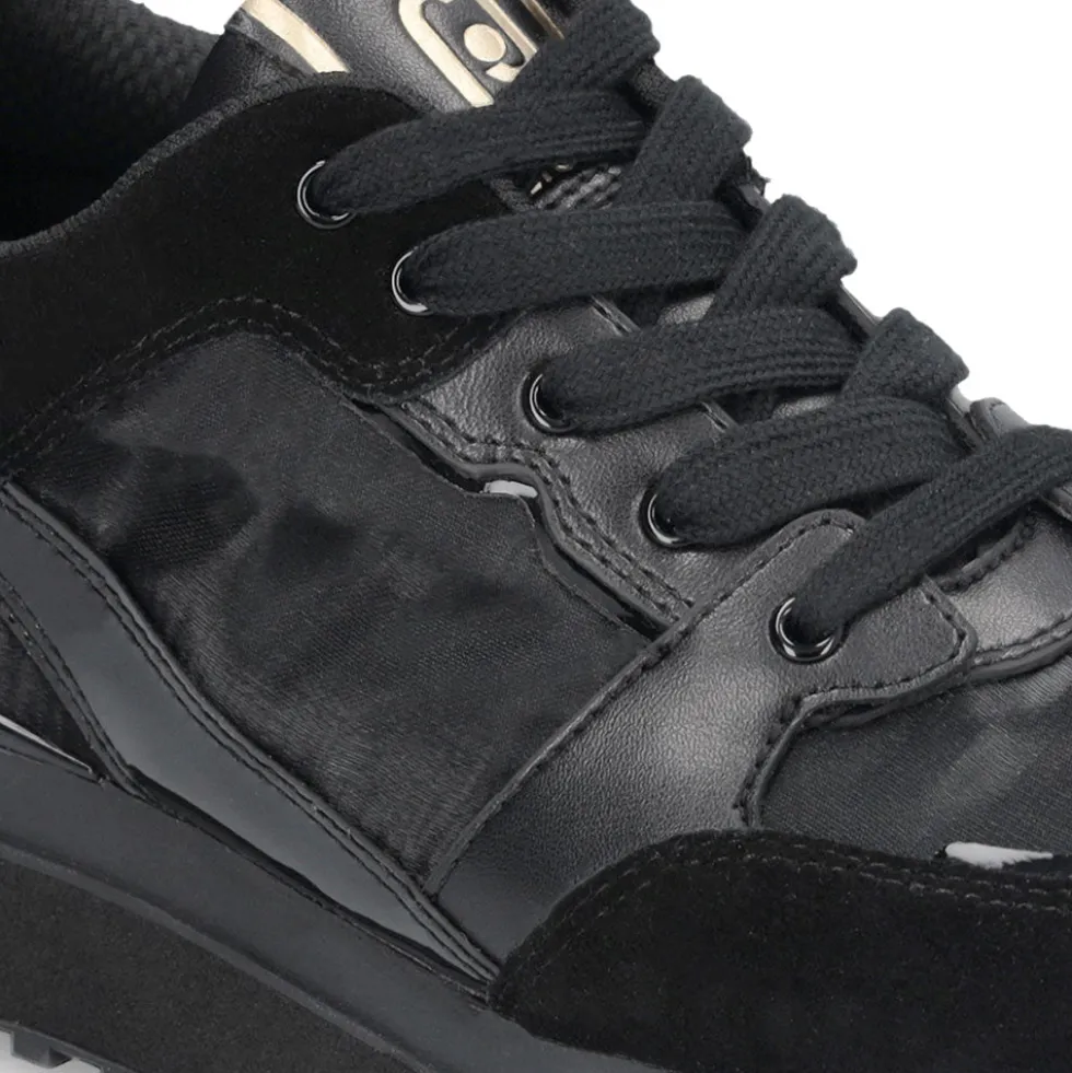 Sneakers Platform Donna LIU JO Maxi Wonder 91 in Suede Nylon e Vernice Nero