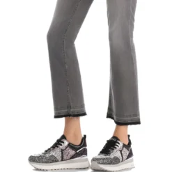 Sneakers Platform Donna LIU JO Maxi Wonder 01 Full Glitter Silver Amarone