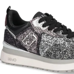 Sneakers Platform Donna LIU JO Maxi Wonder 01 Full Glitter Silver Amarone