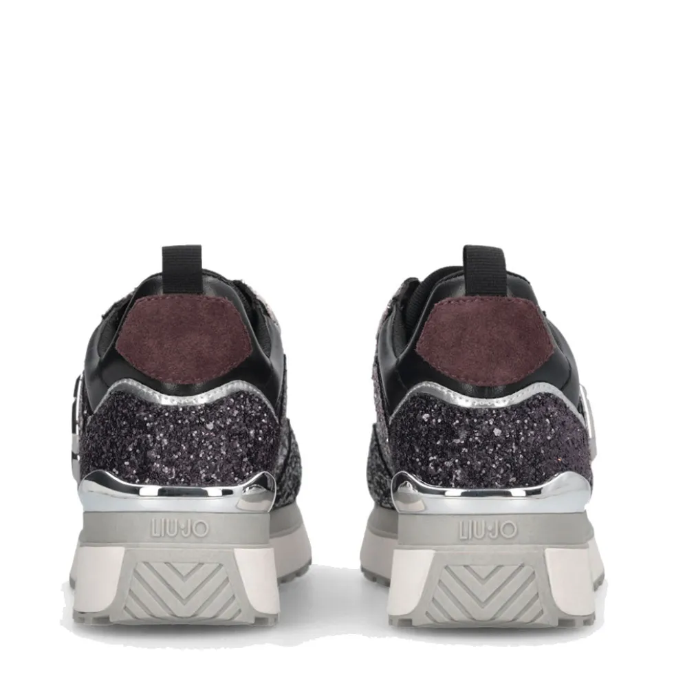 Sneakers Platform Donna LIU JO Maxi Wonder 01 Full Glitter Silver Amarone