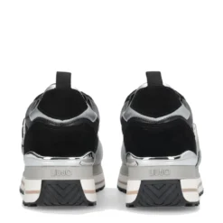 Sneakers Platform Donna LIU JO Maxi Wonder 01 in Pelle Suede e Inserti Glitter Animalier Silver Black