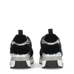 Sneakers Platform Donna LIU JO Maxi Wonder 01 in Suede Nero e Inserti Laminati Silver