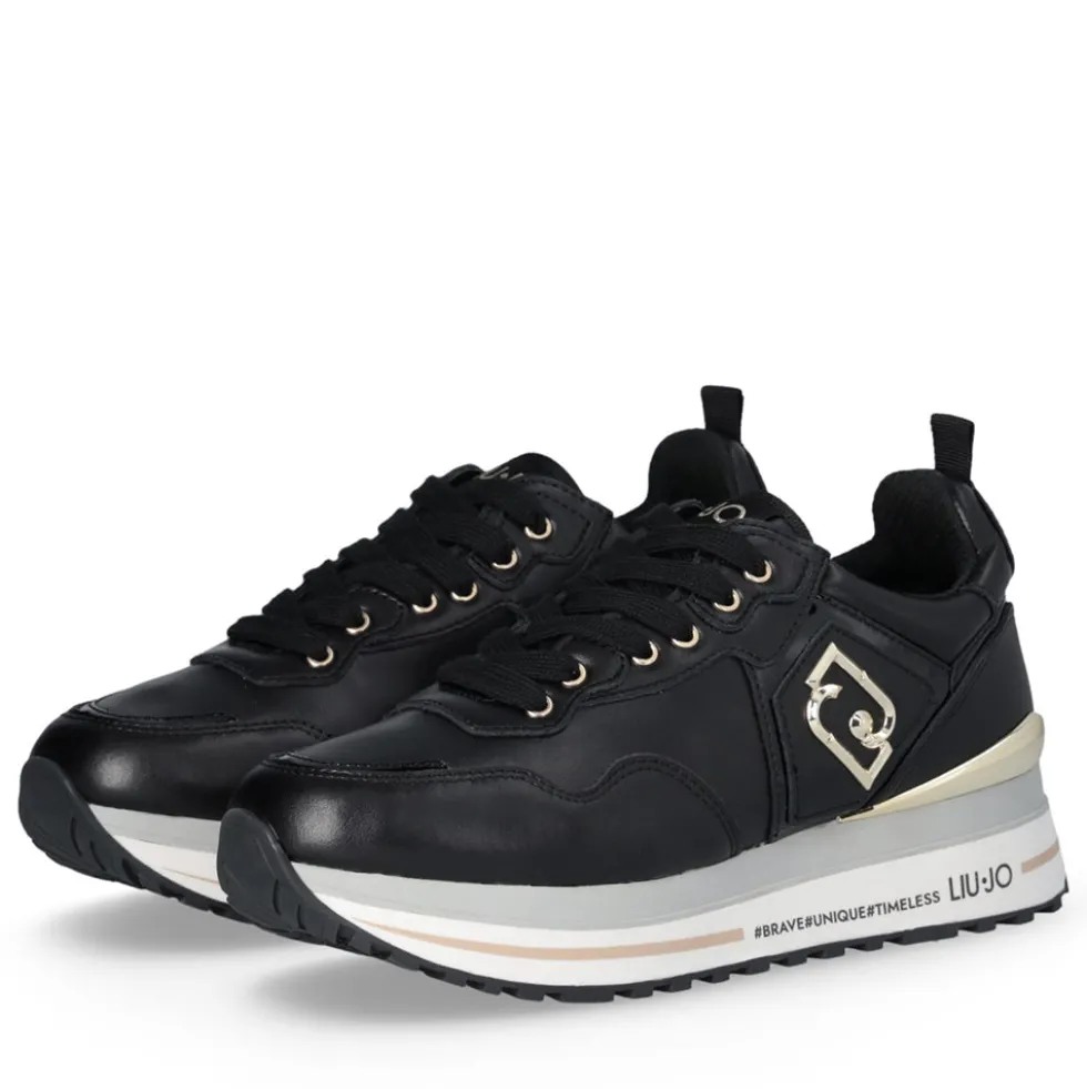 Sneakers Platform Donna LIU JO Maxi Wonder 01 in Pelle Nera