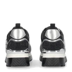 Sneakers Platform Donna LIU JO Maxi Wonder 01 in Raso Sfumato e Strass Black e White