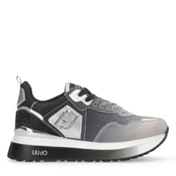 Sneakers Platform Donna LIU JO Maxi Wonder 01 in Raso Sfumato e Strass Black e White