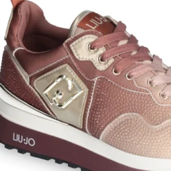 Sneakers Platform Donna LIU JO Maxi Wonder 01 in Raso Sfumato e Strass Ginger Bread e Milk
