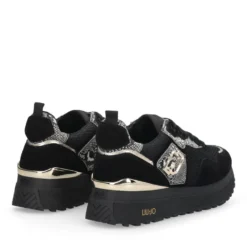 Sneakers Platform Donna LIU JO Maxi Wonder 01 in Suede e Mesh con Stampa Pitone Black