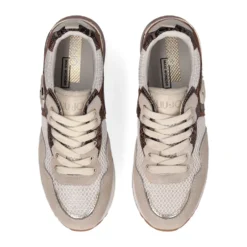 Sneakers Platform Donna LIU JO Maxi Wonder 01 in Suede e Mesh con Stampa Pitone Corda e Marrone