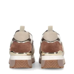 Sneakers Platform Donna LIU JO Maxi Wonder 01 in Suede e Mesh con Stampa Pitone Corda e Marrone