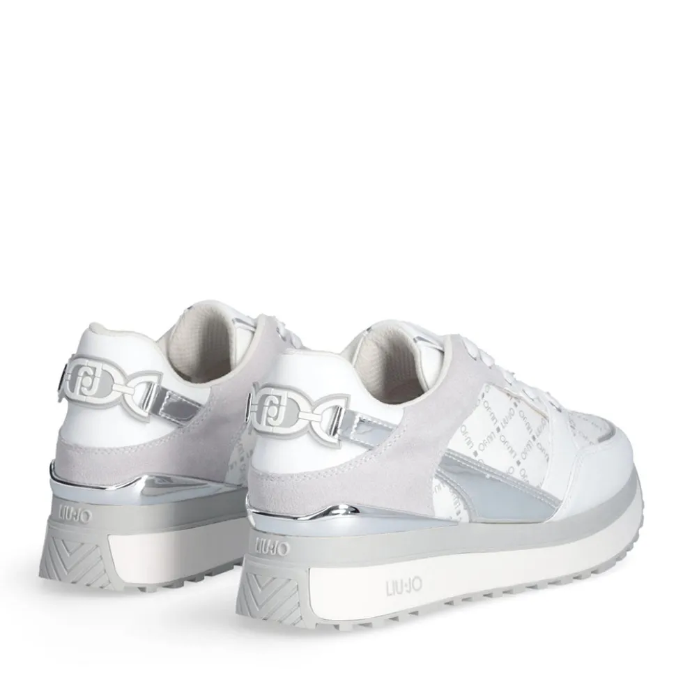 Sneakers Platform Donna LIU JO Maxi Wonder 91 in Pelle e Suede Bianco