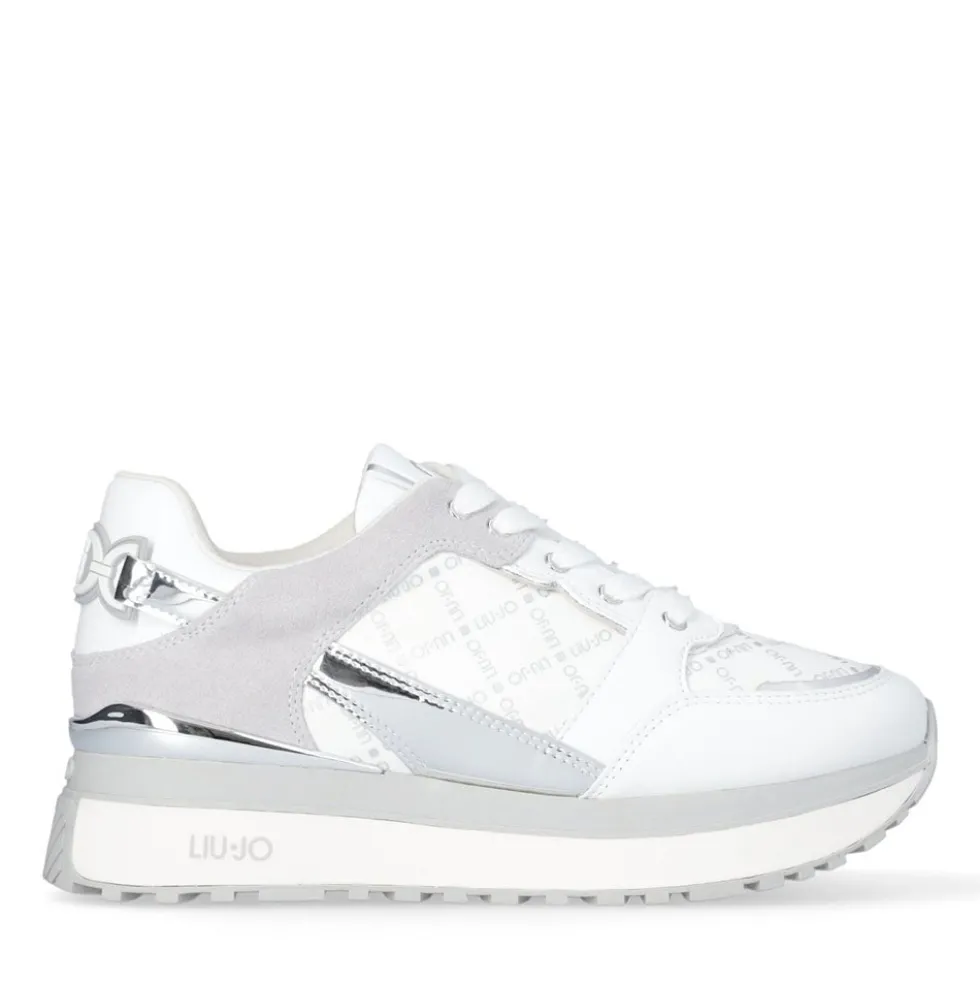 Sneakers Platform Donna LIU JO Maxi Wonder 91 in Pelle e Suede Bianco
