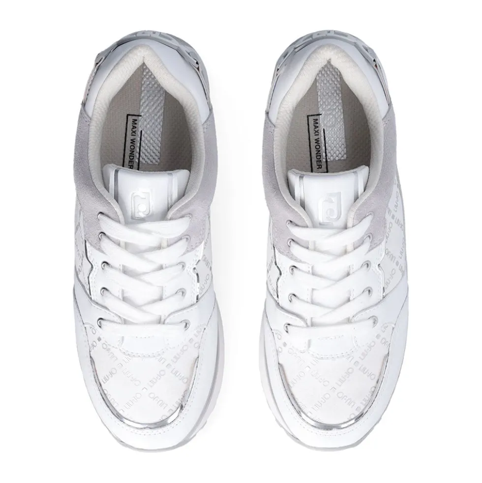 Sneakers Platform Donna LIU JO Maxi Wonder 91 in Pelle e Suede Bianco