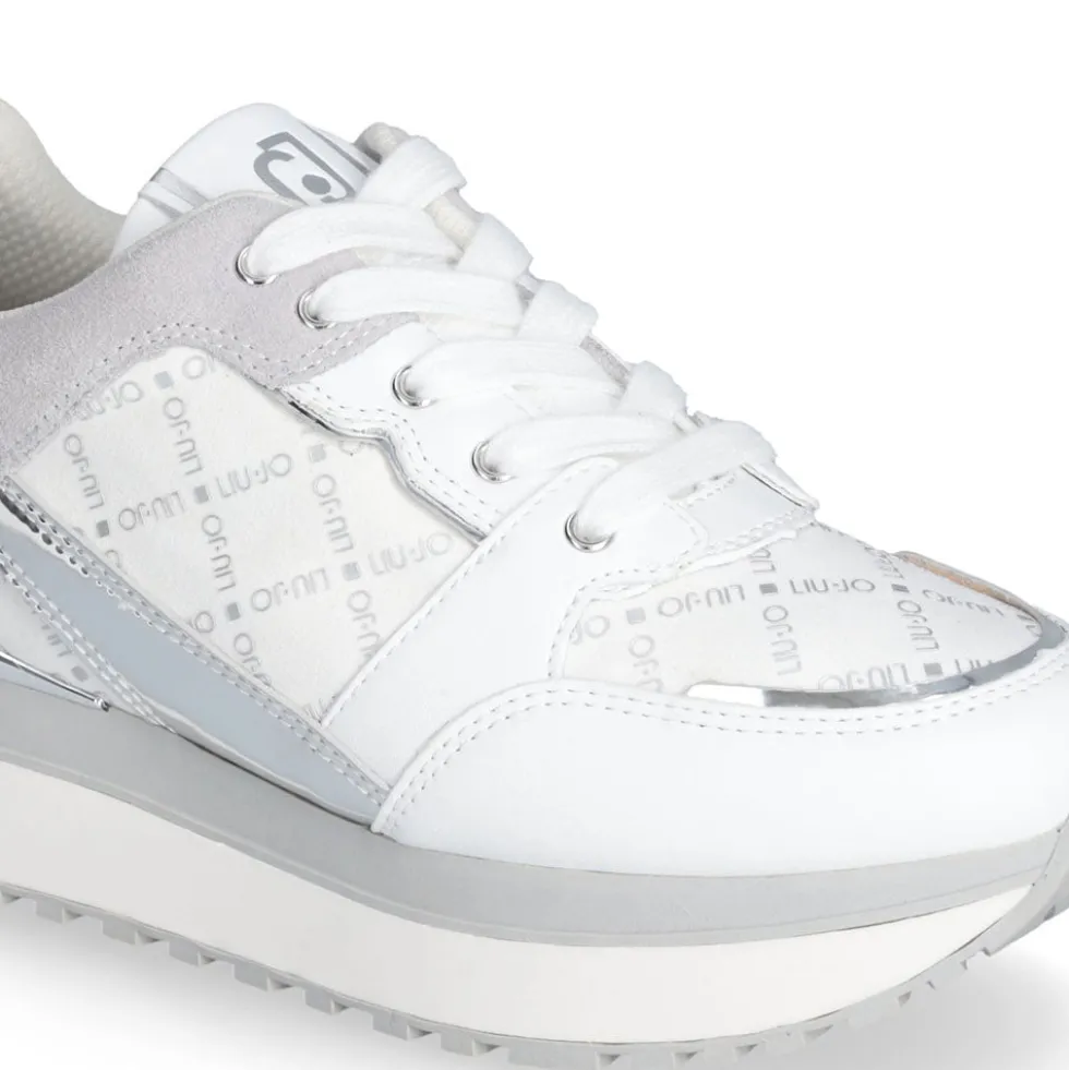 Sneakers Platform Donna LIU JO Maxi Wonder 91 in Pelle e Suede Bianco