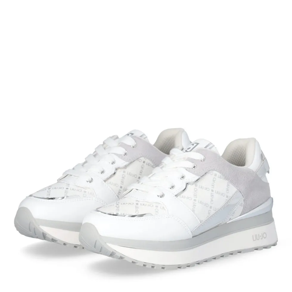 Sneakers Platform Donna LIU JO Maxi Wonder 91 in Pelle e Suede Bianco