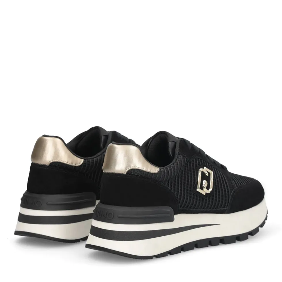 Sneakers Platform LIU JO Amazing 25 in Suede e Mesh Black Light Gold