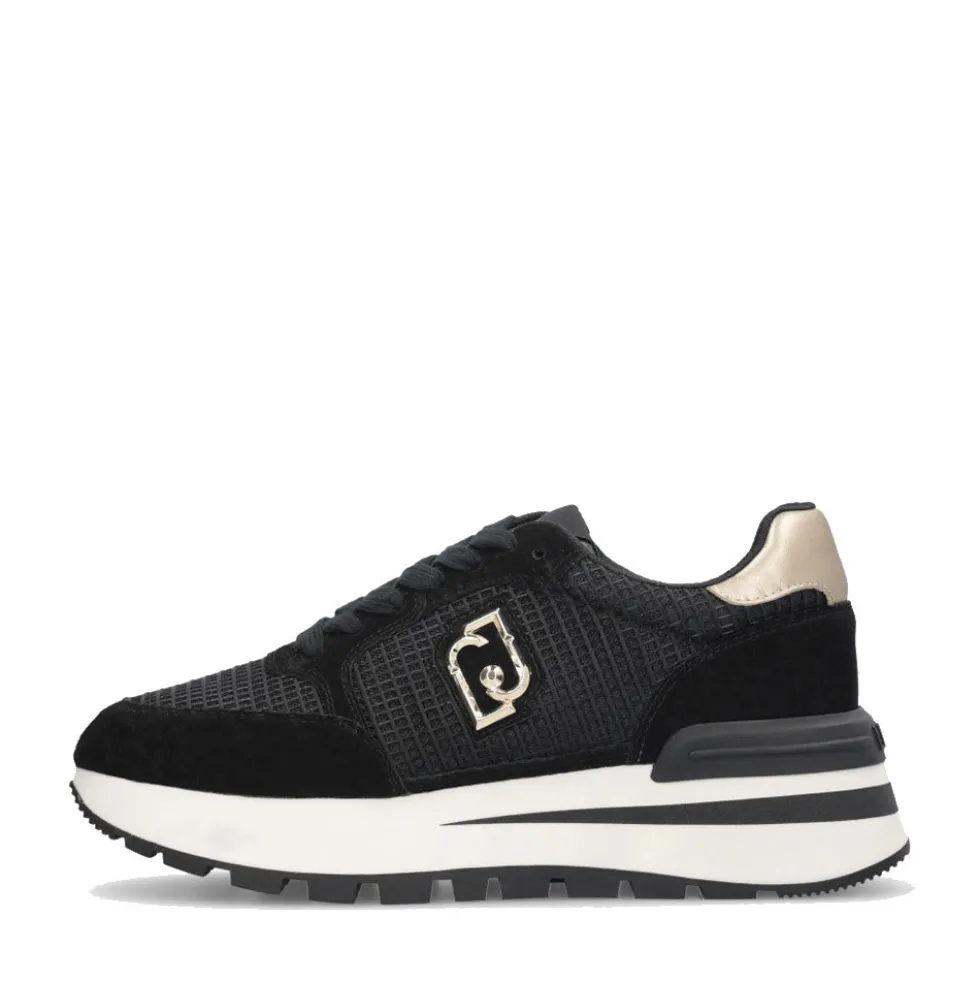 Sneakers Platform LIU JO Amazing 25 in Suede e Mesh Black Light Gold